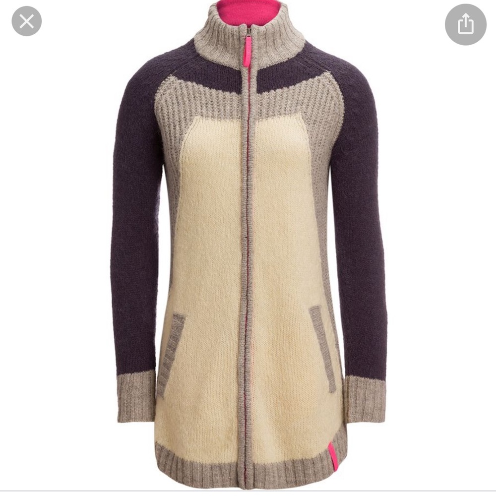 Kari Traa Tvinde Knit Full Zip wool blend Sweater sz XS